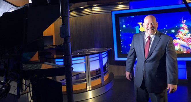 Photo of Bank President Mike Seppala filming the Hands of Hope Special 2019.